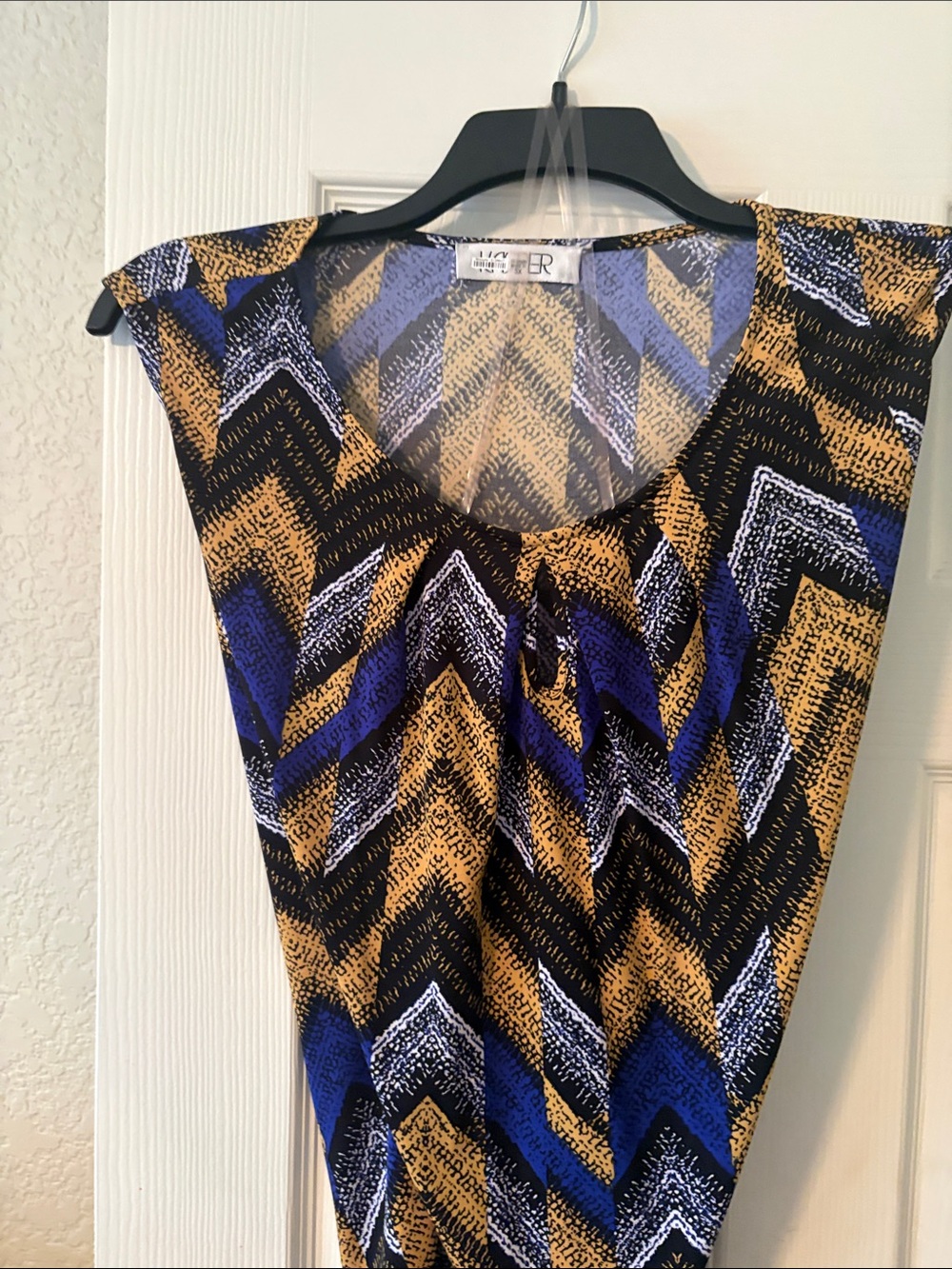 Kasper Chevron Tunic in Blue, Mustard & Black